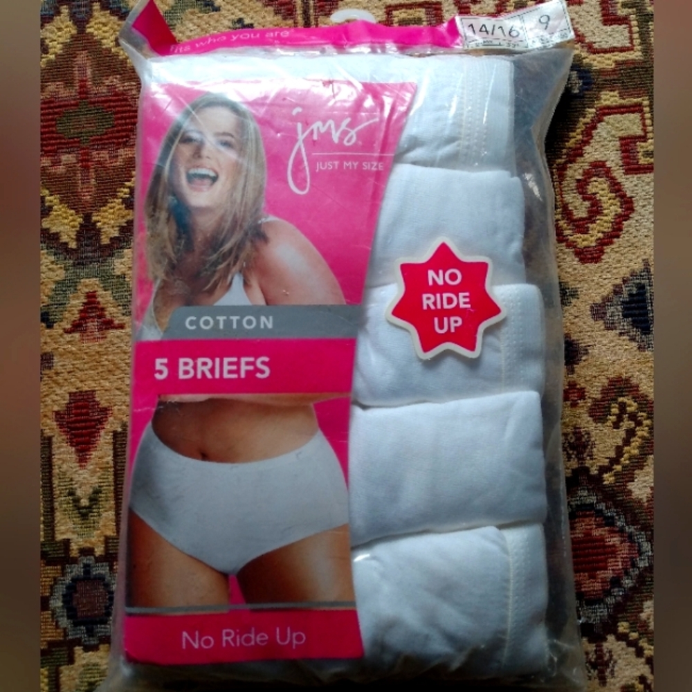 Just My Size White Cotton Briefs 5Pack